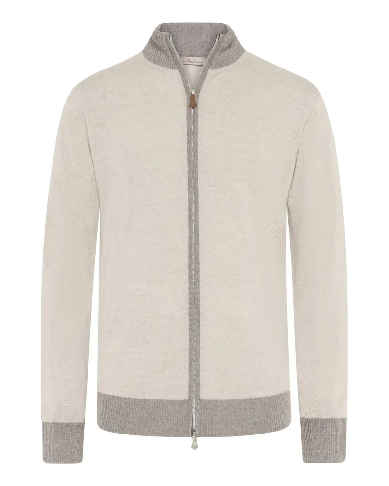 Stenströms Weicher Cardigan aus Merinowolle mit Kontrast-Details in Beige