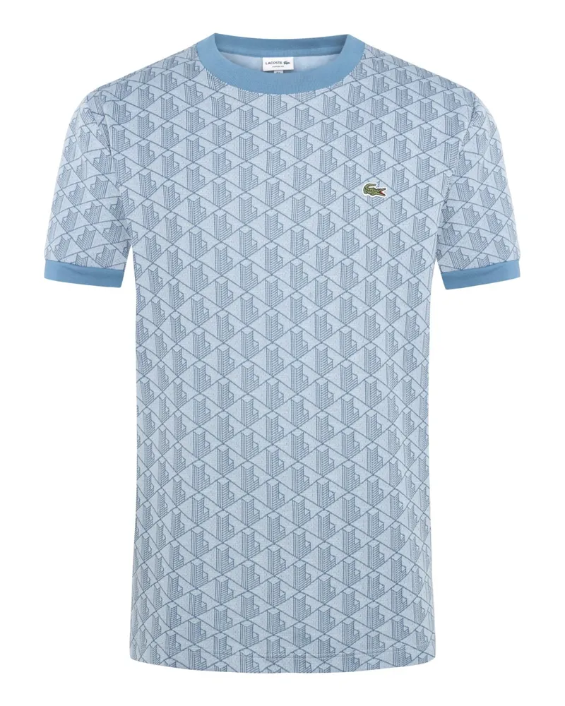 Lacoste T-Shirt in Jacquard-Strick mit Monogramm-Print, Classic Fit in Hellblau