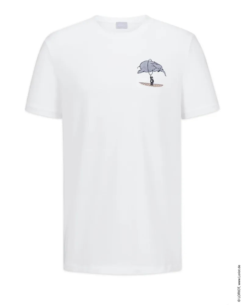 Mey Jersey T-Shirt mit Stretch und Loriot-Print in Weiß