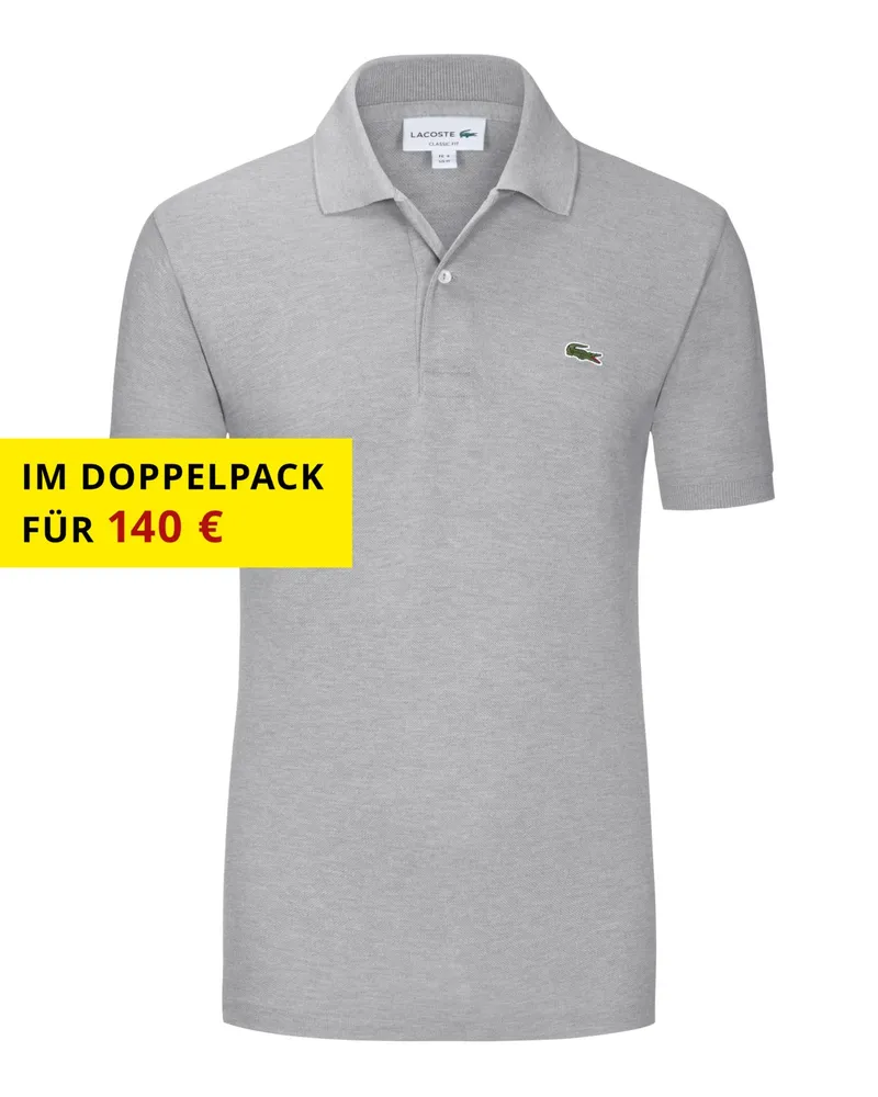 Lacoste Piqué-Poloshirt Classic Fit L1212, mit kleinem Krokodil-Aufnäher in Grau