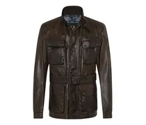 Lederjacke Trialmaster Panther mit Stehkragen und Gürtel in