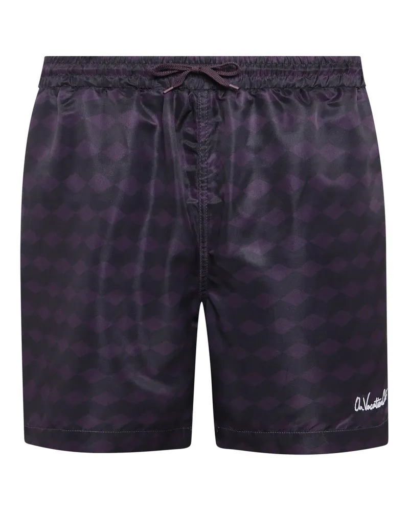 On Vacation Glatte Badeshorts Vacanza mit geometrischem Print in Bordeaux