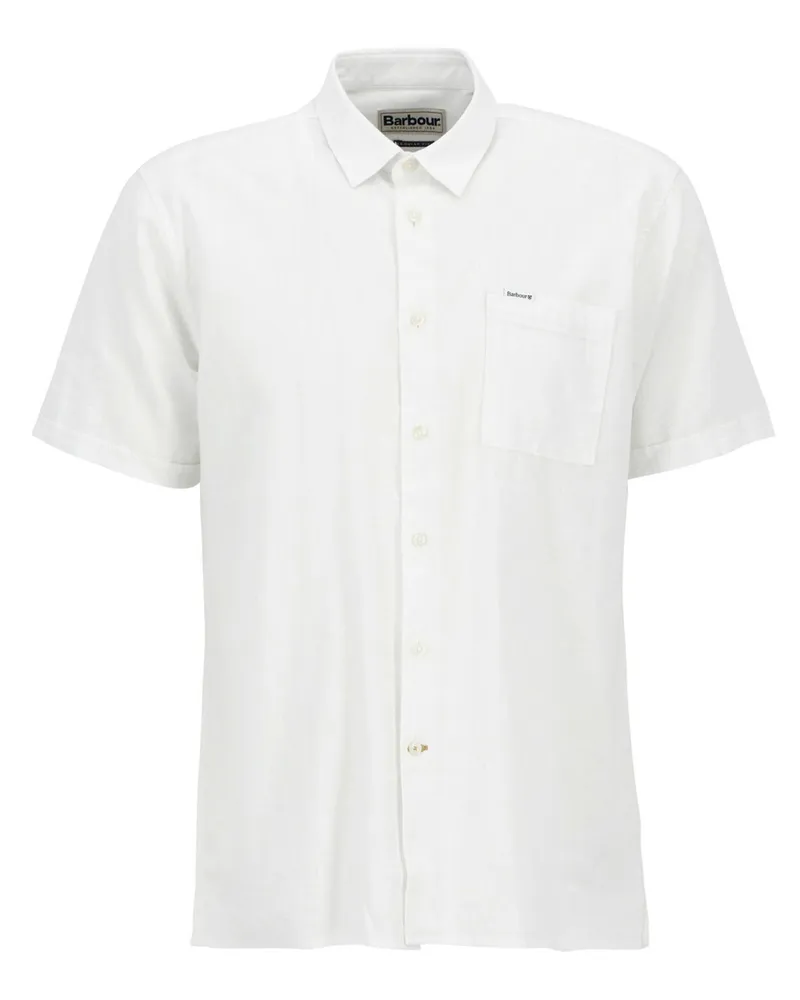 Barbour Kurzarmhemd aus Leinen und Baumwolle, Regular Fit in Weiß