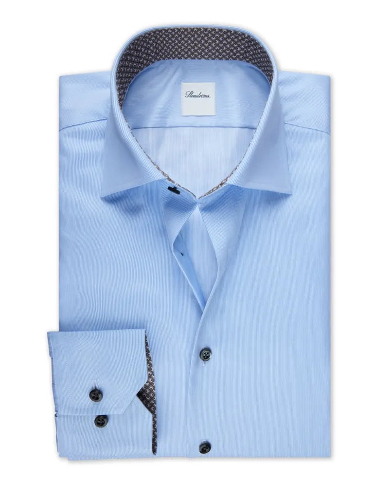 Stenströms Hemd aus Twofold Super Cotton mit feinem Streifen, Regular Fit in Hellblau