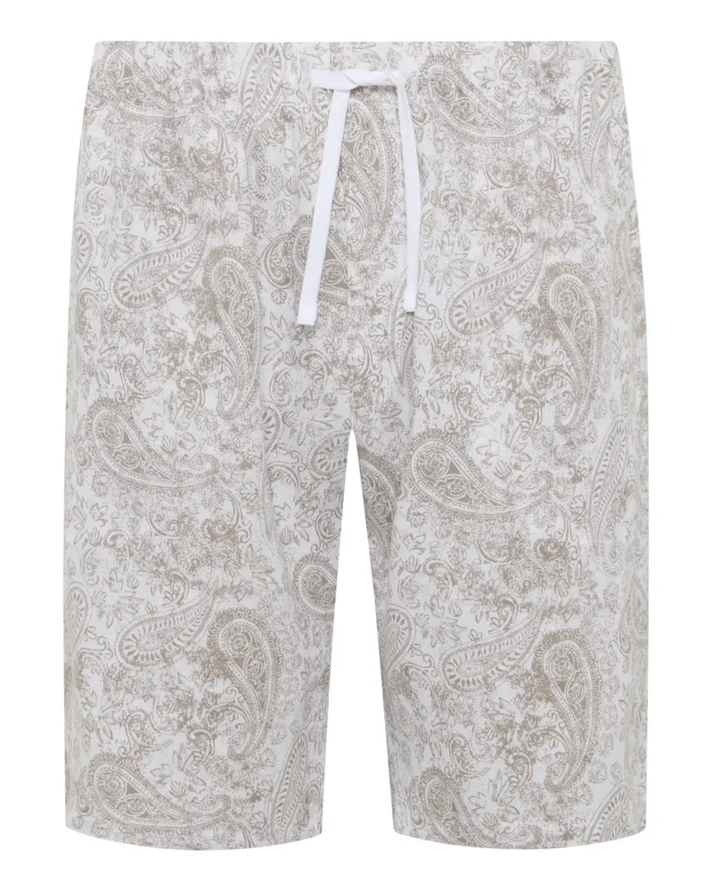 Novila Leichte Pyjamashorts aus Leinen mit Paisley-Muster in Beige