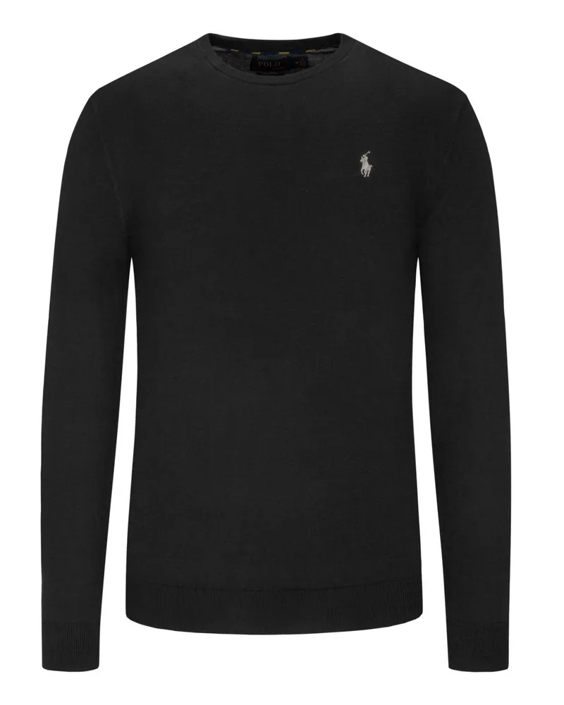 Ralph Lauren Leichter Pullover aus Pima-Baumwolle, Slim Fit in Schwarz