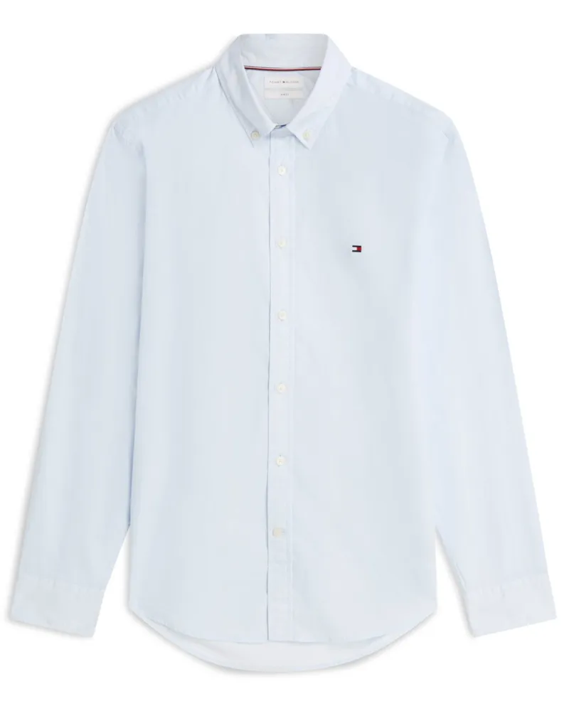 Tommy Hilfiger THFlex-Hemd mit Kleinmuster und kleiner Flag-Stickerei, Slim Fit in Hellblau