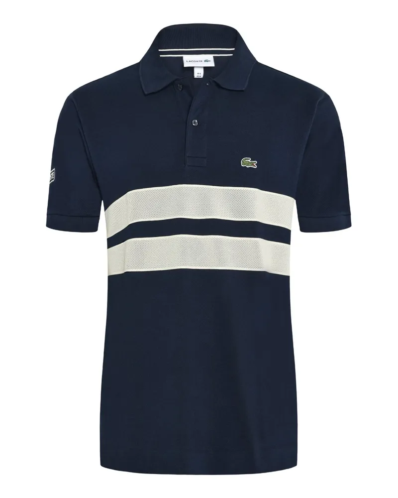 Lacoste Poloshirt mit Bruststreifen und kleinem Krokodil-Aufnäher, Slim Fit in Marine