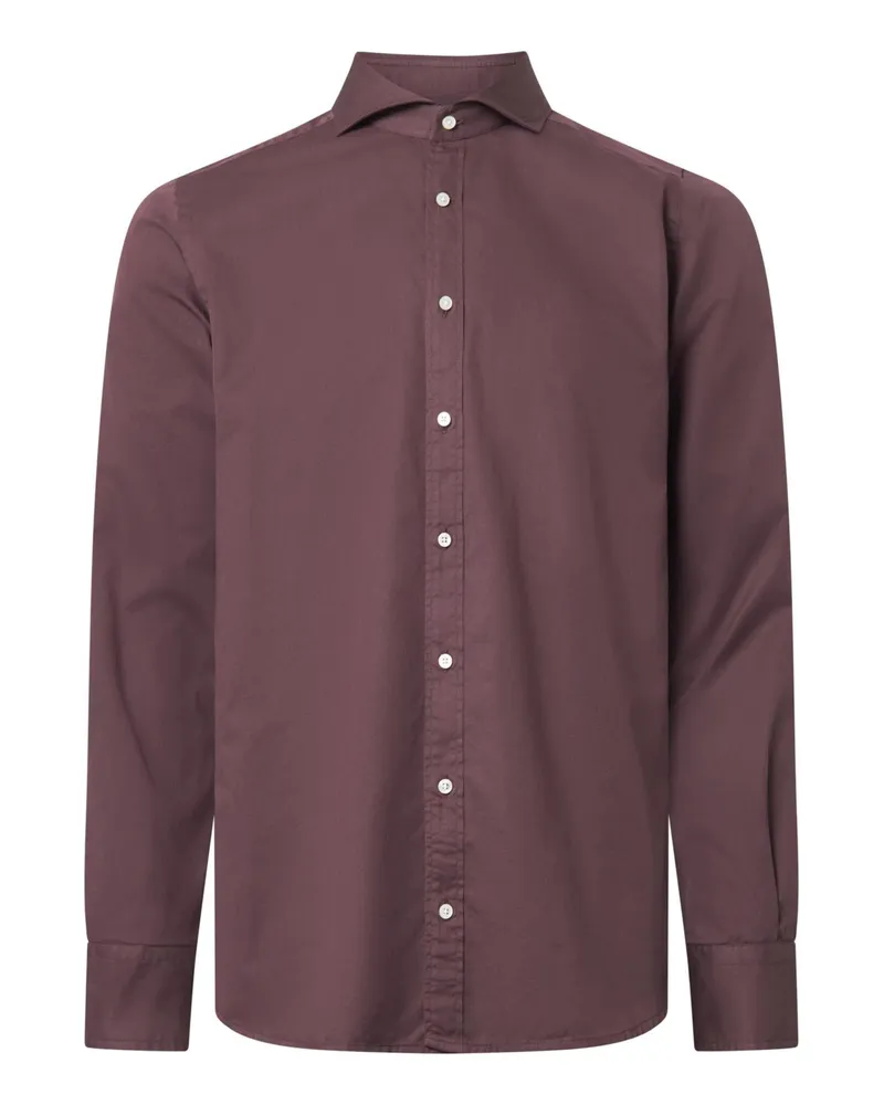 windsor. Hemd aus softer Baumwolle im Washed-Look, Shaped Fit in Bordeaux