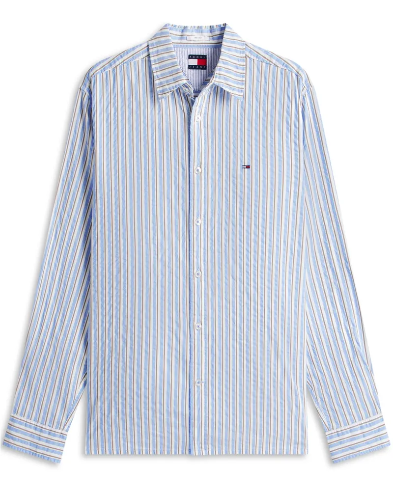 Tommy Hilfiger Leichtes Hemd mit Streifenmuster, Relaxed Fit in Blau