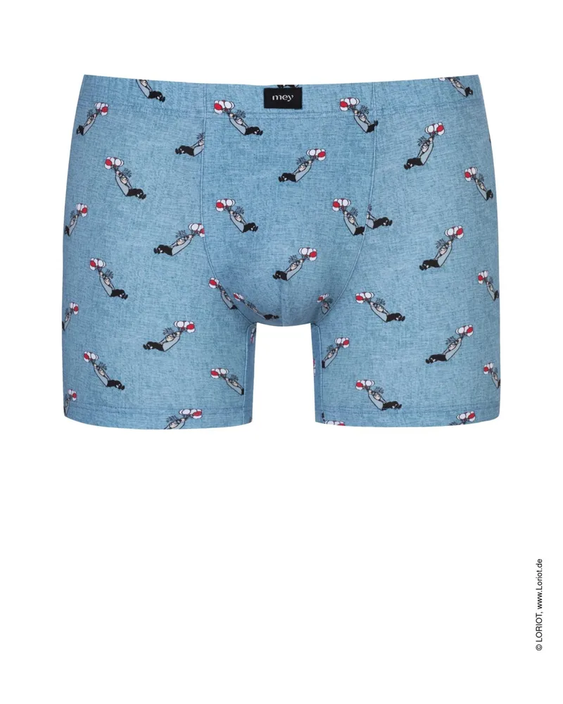 Mey Jersey-Boxershorts mit Loriot-Print in Blau