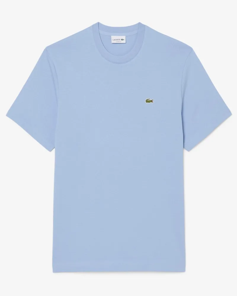 Lacoste T-Shirt aus Baumwolle mit Logo-Aufnäher, Classic Fit in Blau