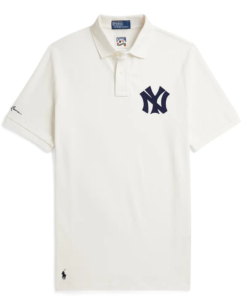 Ralph Lauren Piqué-Poloshirt mit New York Yankees-Stickerei in Offwhite