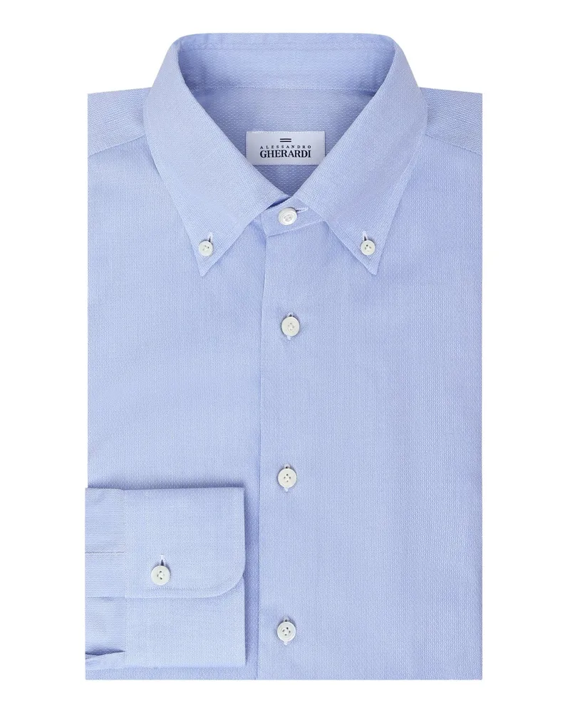Alessandro Gherardi Leichtes Baumwollhemd mit Button-Down-Kragen, Regular Fit in Blau