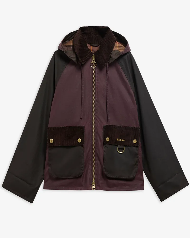 Barbour Damen-Wachsjacke Carville mit abtrennbarer Kapuze in Bordeaux