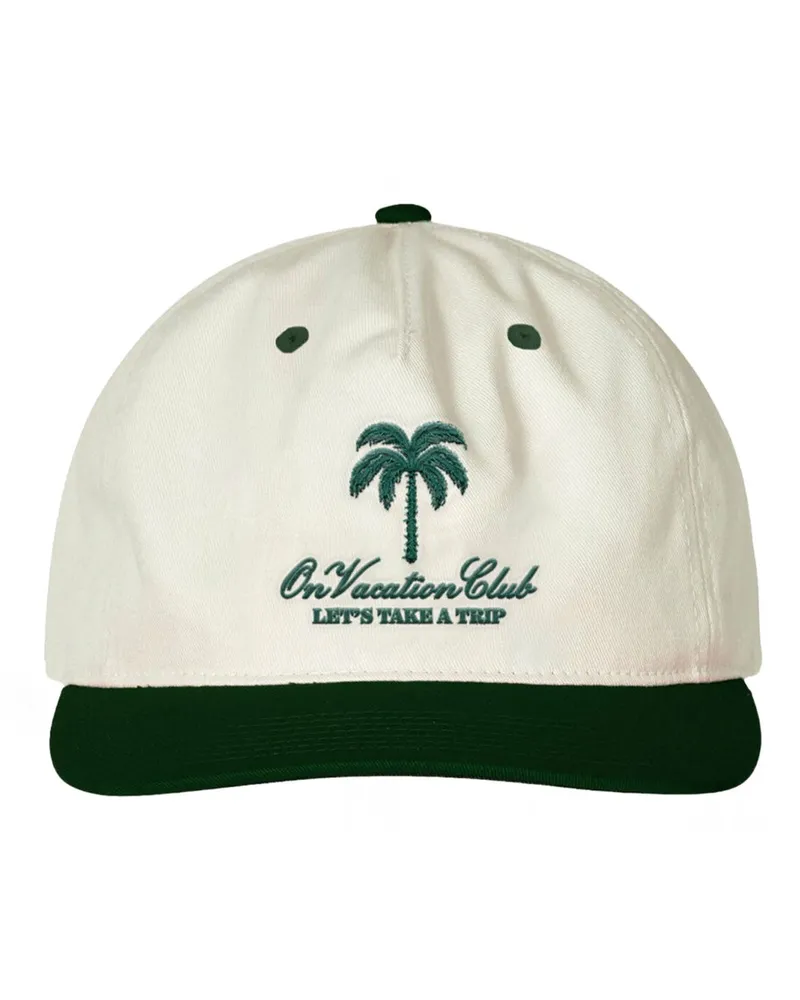 On Vacation Cap aus Baumwolle mit Palmen-Stickerei in Offwhite