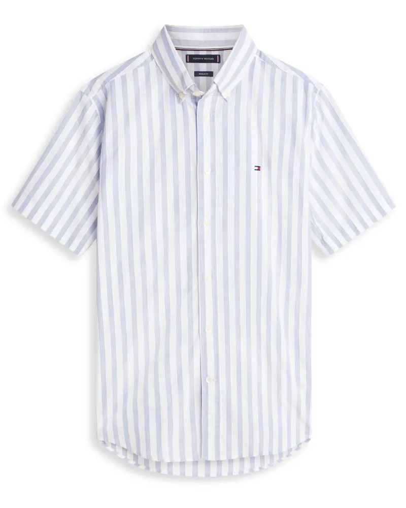 Tommy Hilfiger Leichtes Kurzarmhemd mit Streifenmuster in Hellblau