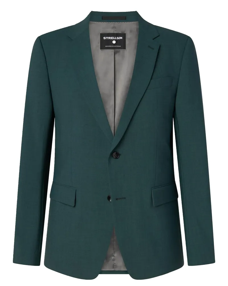 Strellson Anzugsakko aus einem Woll-Stretch-Mix, Slim Fit in Dunkelgrün