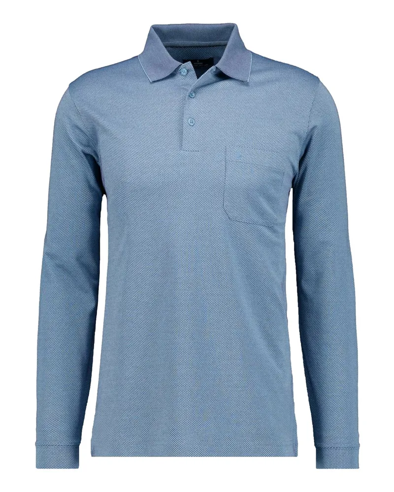 Ragman Glattes Langarm-Poloshirt mit Pima-Baumwolle in Königsblau