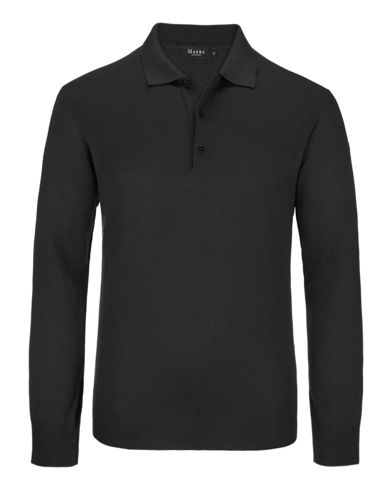 Maerz Pullover mit Polo-Kragen in Schwarz