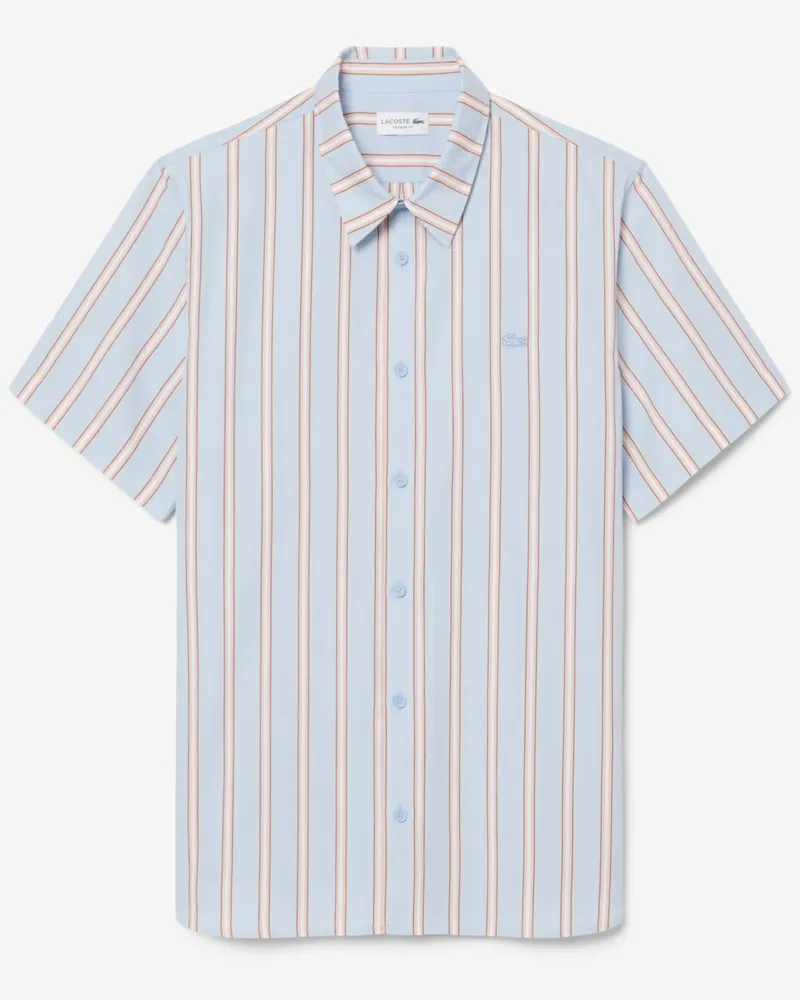 Lacoste Leichtes Kurzarmhemd mit Streifen in Popeline-Qualität, Regular in Hellblau