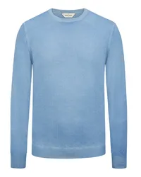 Gran Sasso Pullover aus Schurwolle mit O-Neck und dezenter Waschung Hellblau