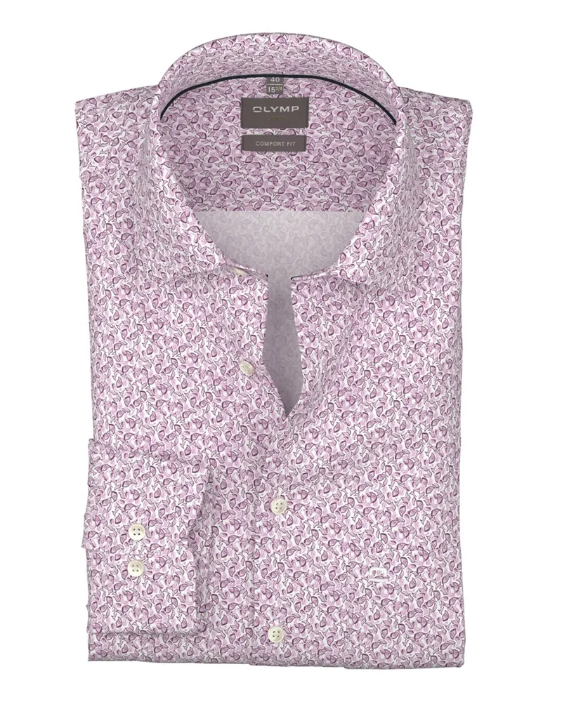Olymp Luxor, Comfort Fit, Hemd aus Baumwolle mit Print in Berry