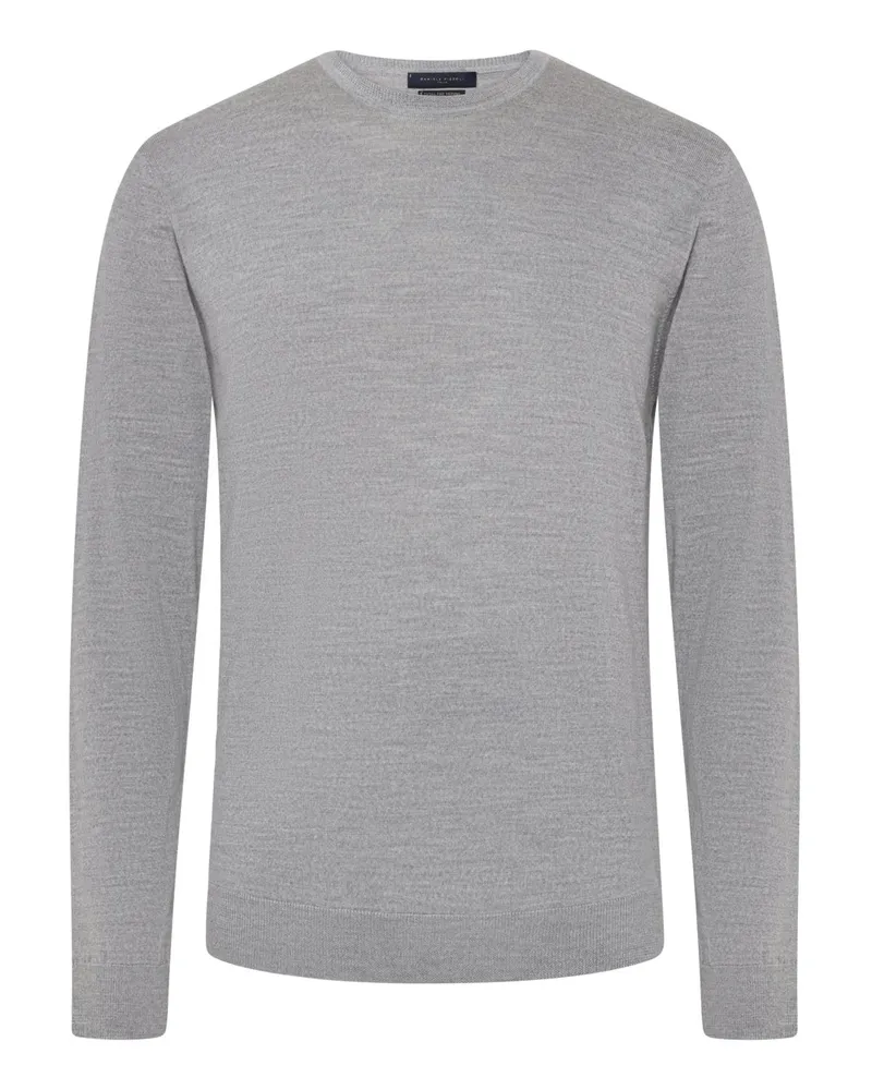 Daniele Fiesoli Leichter Pullover aus Merinowolle mit O-Neck in Hellgrau