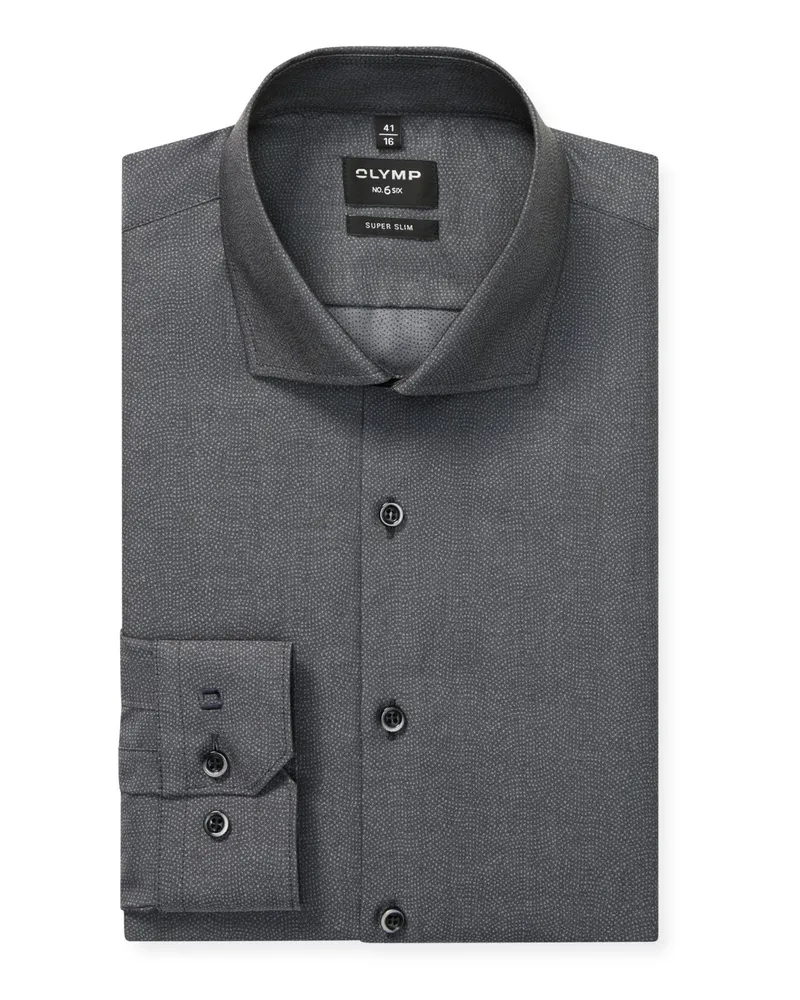 Olymp No. Six, Super Slim Fit, Hemd aus Baumwolle mit Muster in Grau