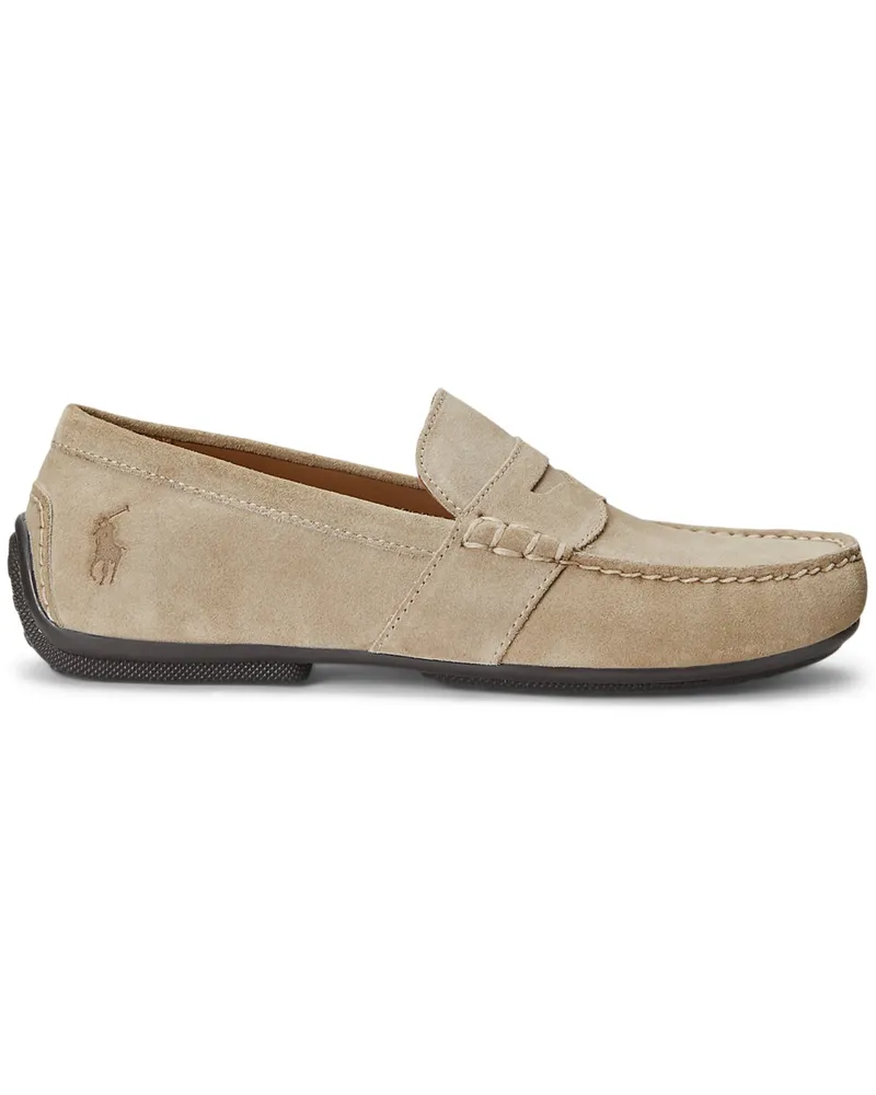 Ralph Lauren Wildledermokassins Reynold mit Pony-Stickerei in Hellbraun