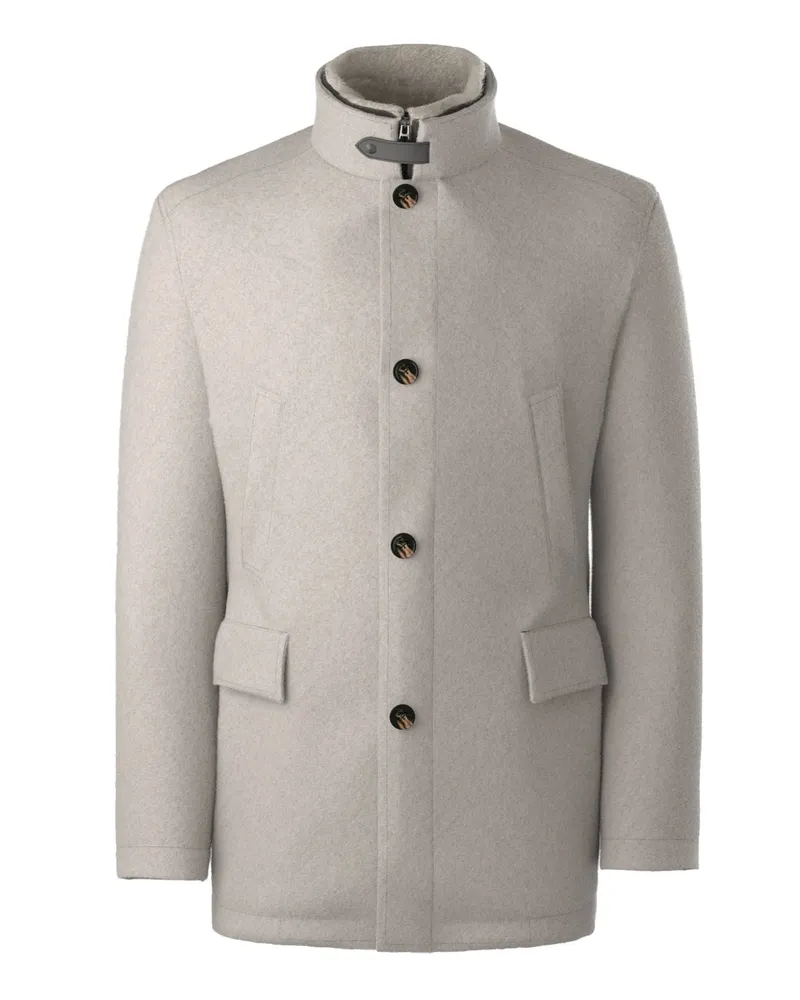JOOP! Wolljacke Gary mit heraustrennbarer Stehkragen-Blende in Beige