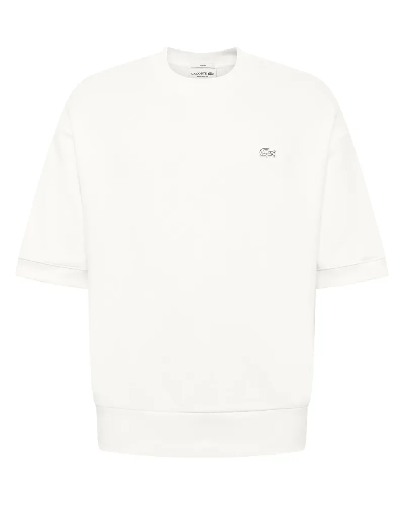 Lacoste Sweatshirt mit kurzen Ärmeln, Relaxed Fit in Offwhite