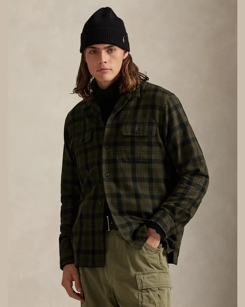 Ralph Lauren Overshirt aus Baumwoll-Flanell mit Karomuster in Oliv