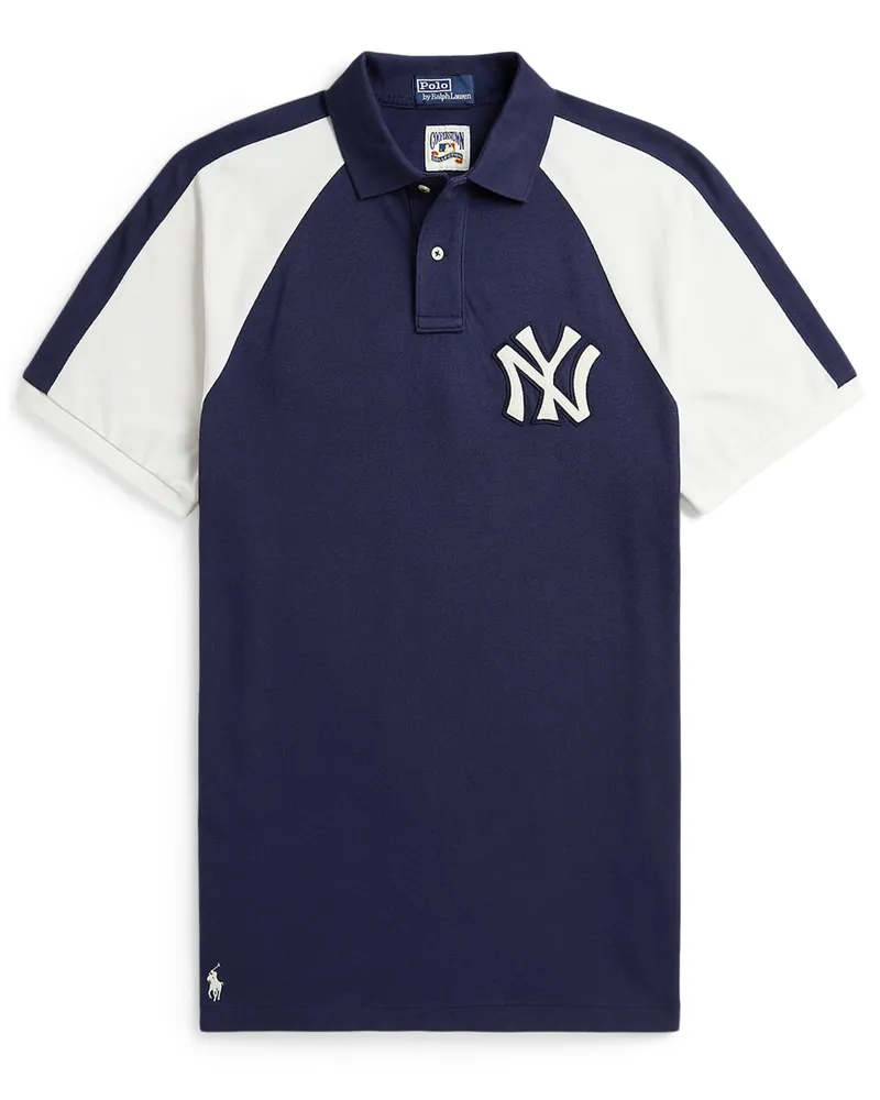 Ralph Lauren Piqué-Poloshirt mit New York Yankees-Aufnähern, Classic Fit in Marine