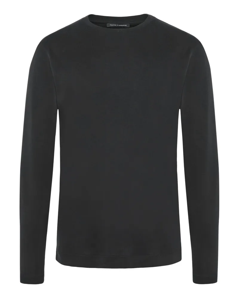 Trusted Handwork Longsleeve aus Pima-Baumwolle mit O-Neck in Schwarz