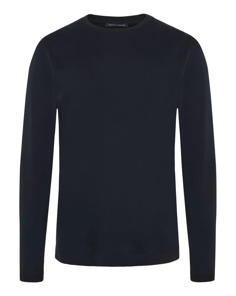 Trusted Handwork Longsleeve aus Pima-Baumwolle mit O-Neck in Schwarz