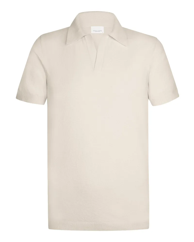 Profuomo Poloshirt in Frottee-Qualität mit Variokragen in Offwhite