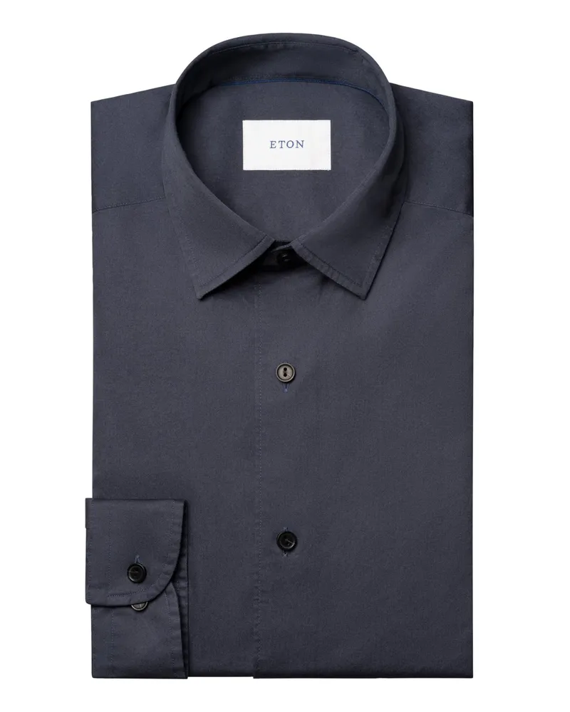 Eton Leichtes Hemd aus gewaschener Baumwolle, Casual Fit in Marine