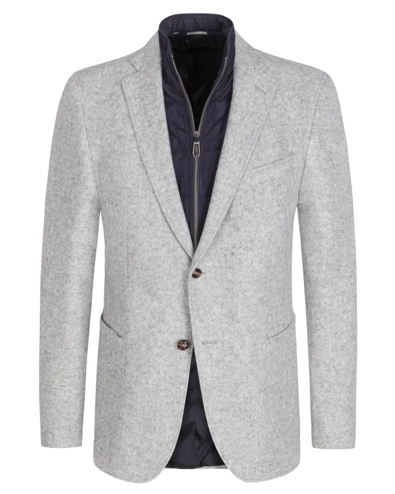 JOOP! Sakko aus einer Wollmischung mit Steppblende, Slim Fit in Hellgrau