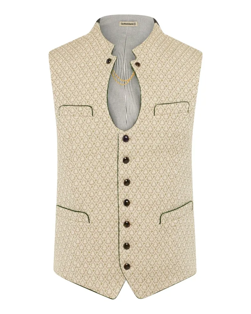 Gottseidank Traditionelle Weste aus Baumwoll-Leinen-Mischgewebe in Beige