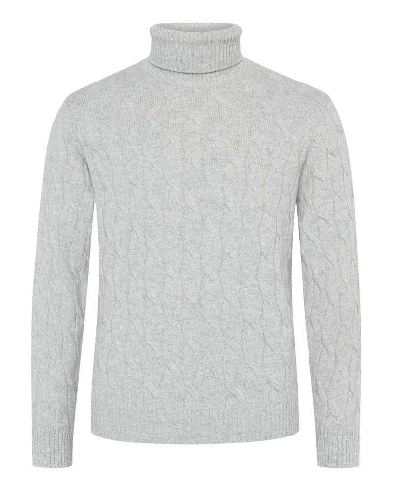 Filippo de Laurentiis Softer Rollkragenpullover aus maschinenwaschbarem Merinowolle-Kaschmir-Mix in Hellgrau
