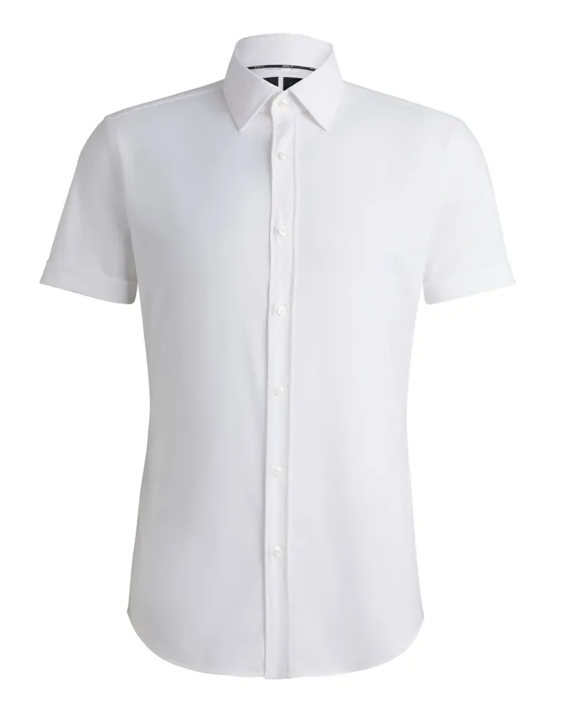 HUGO BOSS Performance Stretch-Kurzarmhemd, Slim Fit in Weiß