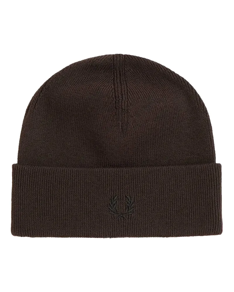 Fred Perry Leichte Mütze aus einem Woll-Mix mit Logo-Stickerei in Braun