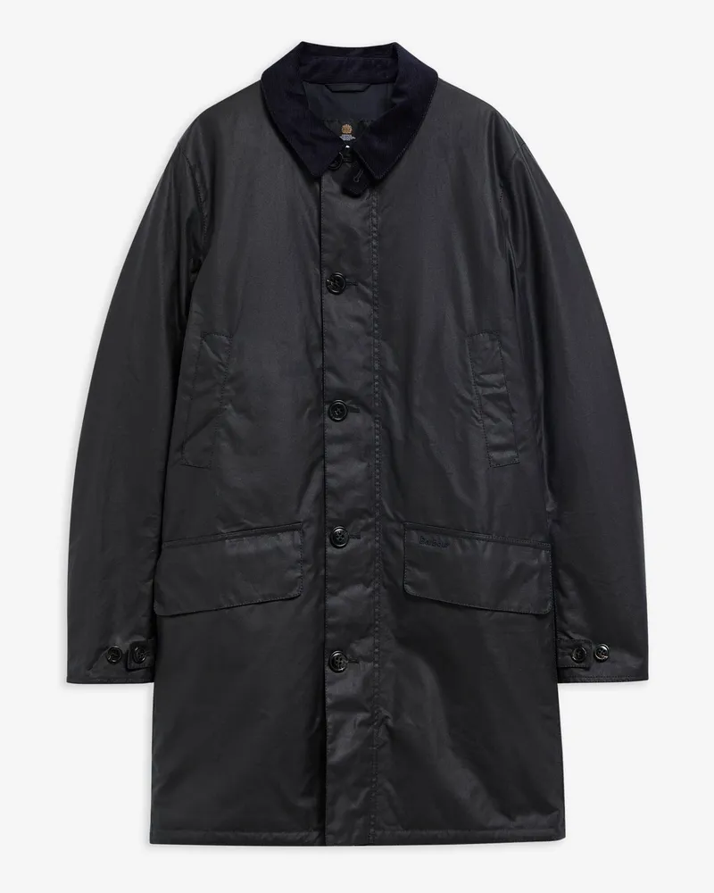 Barbour Wattierte Wachsjacke Mac mit Cordkragen in Marine