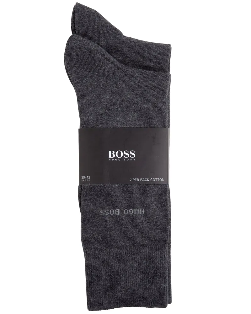 HUGO BOSS 2er Pack unifarbene Socken im Feinripp in Anthrazit