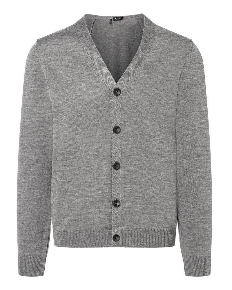 Maerz Leichte Strickjacke aus Superwash-Merinowolle mit V-Neck, Regular in Grau