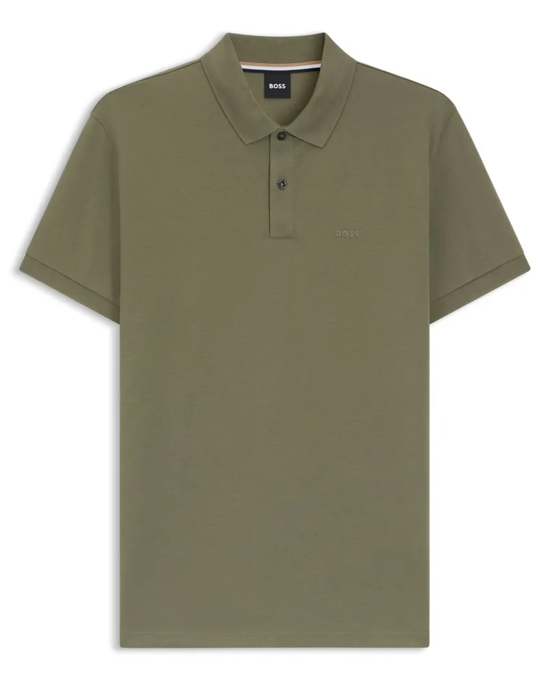 HUGO BOSS Poloshirt in feiner Piqué-Qualität mit Label-Stickerei in Oliv
