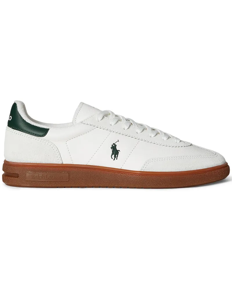 Ralph Lauren Runner-Sneaker aus Leder mit Poloreiter-Aufnäher in Offwhite