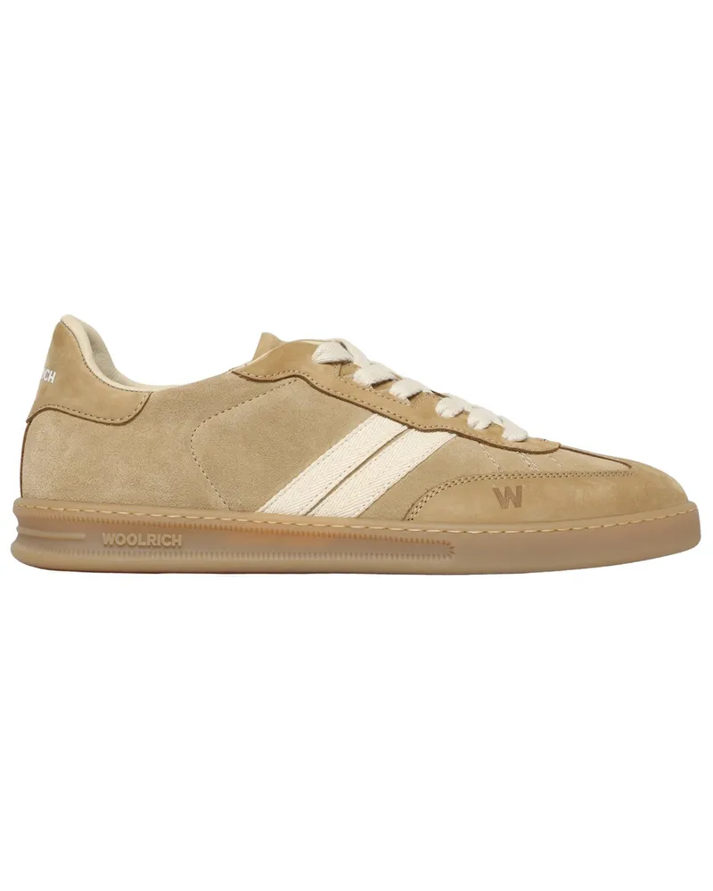Woolrich Doubleu Tennis Sneaker aus Nubukleder mit Kautschuksohle in Beige