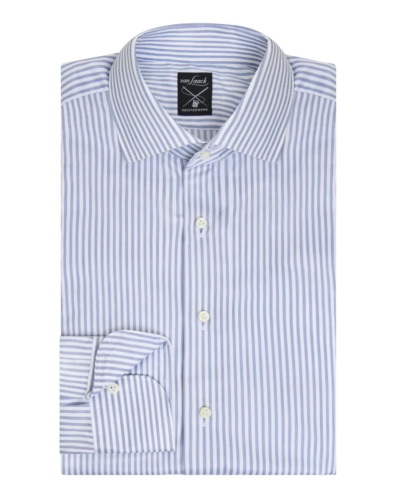 van Laack Hemd aus leichtem Baumwoll-Twill mit Streifen, Slim Fit in Hellblau